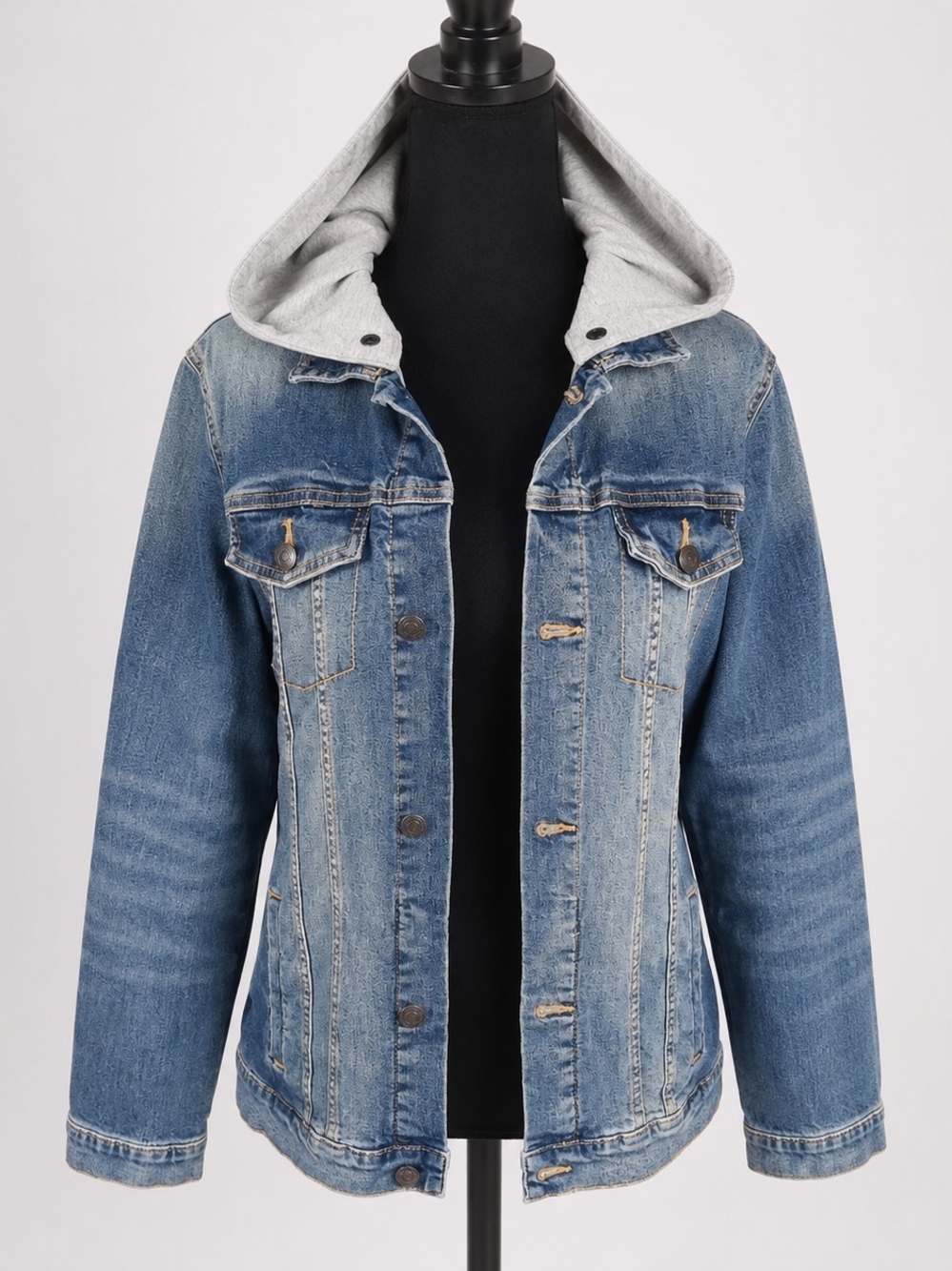 Thereabouts Girls XL 18/20 Hooded Denim Jacket Y2K Removable Hood NWT Blue Jean